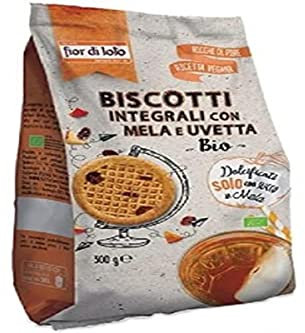 Biscotti integrali con mela biologica e uvetta - Dolcificati con succo di mela - Biscotti di qualità premium - 300 g