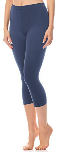 Antié Damen Leggings 3/4 aus Baumwolle AN60-101(Jeans,S)