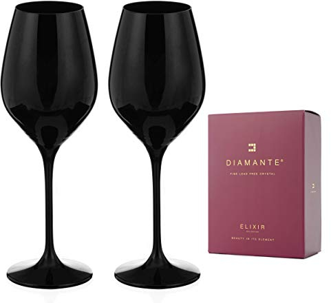 DIAMANTE Schwarze Kristallgläser – Ghost Black Kollektion Weingläser – perfekte Weinverkostung für blinde Weinprobe
