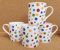 Juego de 4 tazas con efecto pintado de lunares Balmoral multicolor de porcelana fina, 275 ml, decoradas a mano
