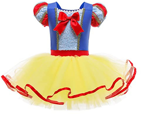 Lito Angels Princess Snow White Ballerina Costume for Kids Girls, Fancy Ballet Tutu Dress Dance Wear Outfit, Age 6-7 Years, Yellow (Tag Number 130)