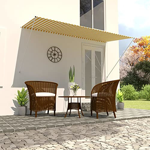 Klemm-Markise,UV-beständig und höhenverstellbar,Einziehbare Markise 300×150 cm Gelb und Weiß