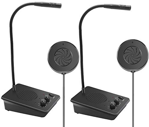DAYTECH Window Counter Speaker Intercom System 2 Pack | 2 Way Intercom Communication Microphone Intercom Anti-Interference for Bank Restaurant Business Office Hospital