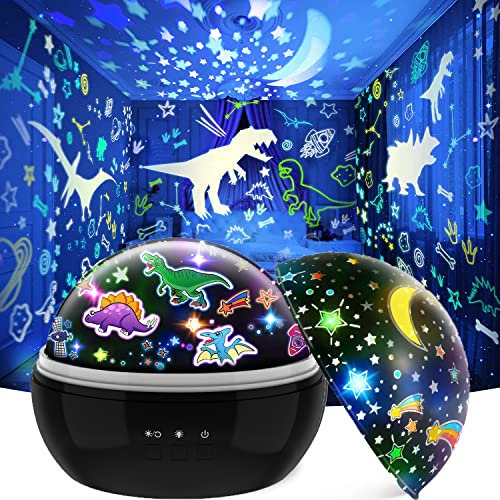 EUCOCO Dinosaur Toys for 1-10 Year Olds, Star Projector Night Light for Kids Boys Sensory Toys for Autism Baby Lights Projector
