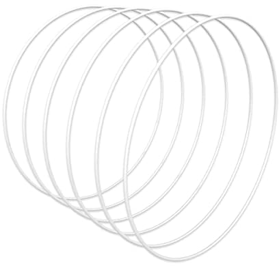 Worown 6 Stück 30cm Metallringe zum Basteln, Weiße Metallring, Deko Ringe zum aufhängen für die Herstellung von Hochzeitskranzdekor und Wandbehang