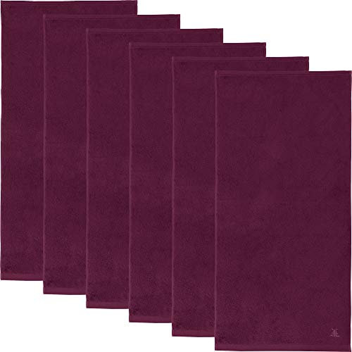 Erwin Müller Handtuch 6er-Pack, Serie Heidenheim, 100% Baumwolle -Beere Größe 50x100 cm - schnell trocknend und extra saugstark, praktisch durch beidseitige Schlaufen