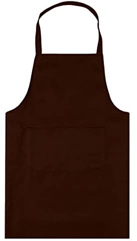 PAPABA Delantal de Cocina de Color sólido para Uso Diario, Delantal de Limpieza, fadeless con Bolsillo Café