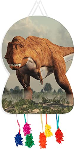 Pinata * T-Rex * als Spiel und Deko für Kindergeburtstag und Mottoparty | Dinosaurier Zugpinata für 7 Kinder | Dino Pinatas Kinder Geburtstag Party, Edition: Dinopinata - 46x64cm