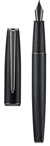Upgrade Hongdian A3 Black Aluminum Fountain Pen Long Blade Fine Nib, Luxury Design Smooth Writing Pen Metal Case Set