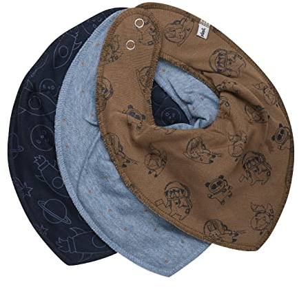 PIPPI Unisex Baby Bandana Bib Boy-AOP (3-Pack) dreieck Lätzchen, Ashley Blue, One Size (3er Pack)