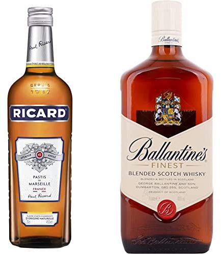 RICARD Pastis de Marseille 70cl 45% & Ballantines Finest Blended Scotch Whisky 1Litre
