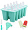 Moldes de Helado, 10 Cavidades Molde de Paleta de Silicona Sin BPA, Juego de Moldes para Polos, DIY Popsicle Mold con 1 Plegable Embudo y 1 cepillo de limpieza - Verde