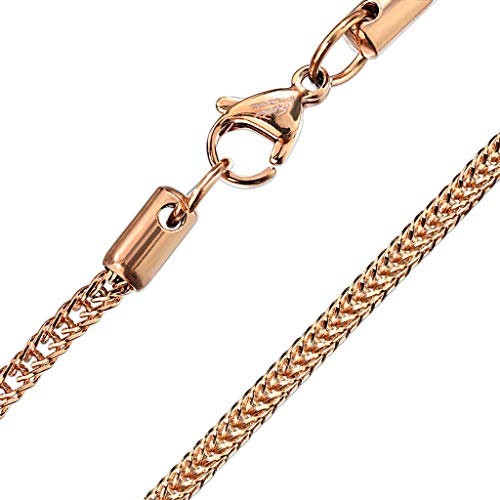 Bungsa Halskette Edelstahl quadratische Weizenkette 3mm breit Roségold für Damen und Herren