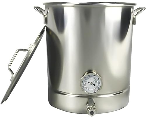 Pentola da 30 litri in acciaio inossidabile con coperchio montato, pentola per la cottura della birra con termometro, per tutti i piani cottura, pentola per carne, pentola per verdure, fornello a gas,