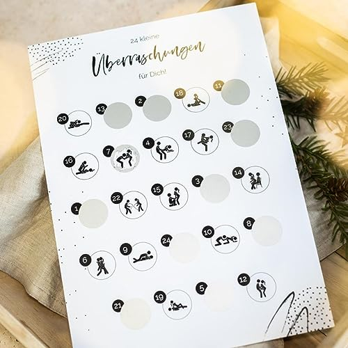 Adventskalender Sex • Paar • Kamasutra • Weihnachtskalender • Geschenk Mann Frau • DIN A4 (selber aufkleben - Rubbelsticker)