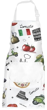POFULL Italien Sehenswürdigkeiten Schürze Rom Italien Küche Geschenk Italienische Kochschürze Einweihungsgeschenk für Sie, Italien Schürze, Medium