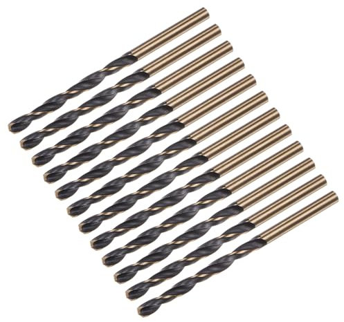sourcing map 12pcs Jobber Drill Bits 4mm (0.157) Black Nitride & Gold Titanium Coated M2 High Speed Steel (HSS) Twist Drill Bits for Stainless Steel Aluminum Alloy Metal