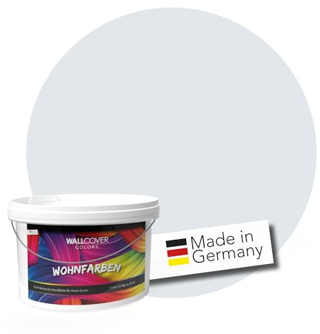WALLCOVER hochwertige Wandfarbe für Innen | Eisblau | 2.5L für 20m² | Hochdeckende Innenfarbe Matt (Klasse 1) | Profi Qualität aus Deutschland