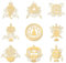 OLYCRAFT 9pcs 4x4cm Goldene Metall Aufkleber Religion Thema Aufkleber Acht Auspicious Aufkleber Self AdhesiveLuck Sticker Luck Aufkleber Ashtamangala für DIY Scrapbooks Epoxidharz Dekoration
