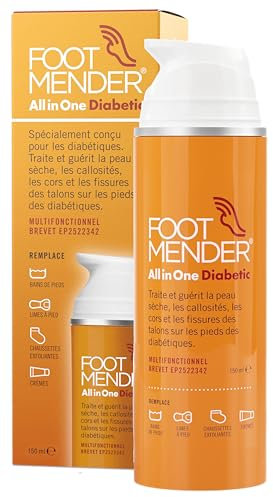 Footmender All in One Diabetic | Médicalement prouvé, Une crème pour les pieds efficace | Traitez et soignez vos pieds secs, votre peau dure, vos cors et vos talons fissurés | 150 ml