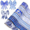 6 Rollen 30 Yard Weihnachten Band Dekorationen Weihnachtsbaumband Geschenkbox Verpackungsband Glitzer Weihnachtsbänder Schleifenband für Geschenk Weihnachtsbaum Dekoration, Blau