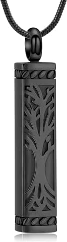 VCCWYQK Baum des Lebens Urne Halsketten für Asche Kremation Schmuck Würfel Asche Keepsake Halskette Bar Urne Anhänger für Frauen Männer
