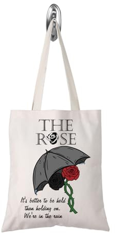 FOTAP Tragetasche mit schwarzer Rose, Aufschrift It's Better To Be Held Than Holding On, K-Pop, für Jungen, Gruppengeschenk, Musikliebhaber, weiß, 14.56INCHS
