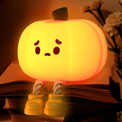 xinrongda Kürbis Lampe Nachtlicht, Pumpkin Night Light mit Timer, Silikon Nachtlicht Baby Nachtlampe, Touch Kinderbett Nachtlicht, Kinder Schlafzimmer Dekor Kinder Geschenke