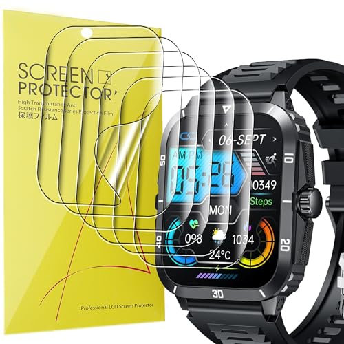Blueshaweu Pellicola protettiva compatibile con NONGAMX Smartwatch Uomo 2,0, HD trasparente, pellicola protettiva flessibile in TPU [6 pezzi] per NONGAMX Smartwatch KT71 (trasparente)