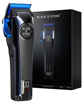 Blade & Stone™ Professional Barber Hair Clippers for Men PC801 Clipper | Diamond-S™ Blade | Micro-Gap Tech | Professional 7200 RPM Digital Motor, All-Metal, Cordless Clippers - Dark Night