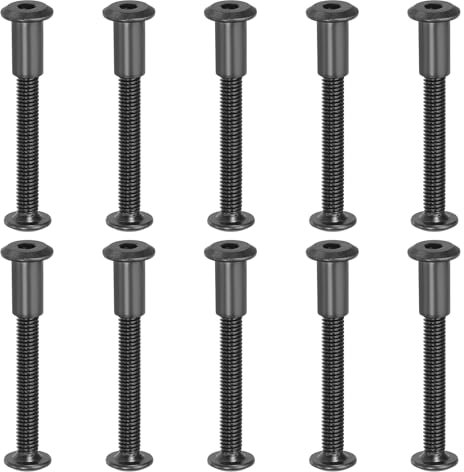 PATIKIL M6 x 45 mm Vis Chicago à Tête Hexagonale, 10 Ensembles Vis de Fixation pour Boulons, Écrous à Tête Creuse, pour Scrapbooking, Ceinture, Album Photo, Réparation de Meubles, Noir