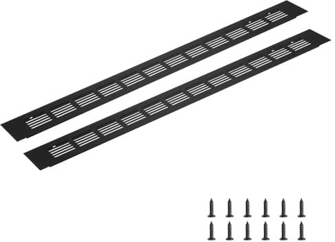 sourcing map Rectangle Ventilation Grille, Aluminum Alloy Mesh Air Vent Cover Louvered Ventilation Cover with Mounting Screws for Cabinet Shoe Closet (500x50mm/20x2, Black)