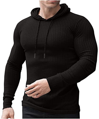 RLEHJN Kapuzenpullover für Herren, Trainingsanzug Männer Mit Kordelband Hauteng Kapuzenjacke Einfarbige Hoodies Herren Sweatshirt Top Kapuzenshirt Langarmshirt für Sportshirt Fitness Outdoor