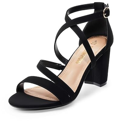 DREAM PAIRS Women's Ankle Strap Dress Heeled Sandals for Low Chunky Block Heels Madison,Size 5,Black-Nubuck,Madison