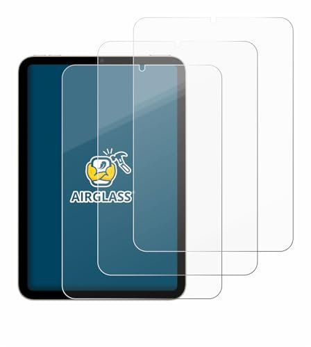 BROTECT Schutzglas für Apple iPad Mini 7 2024 (3 Stück) Schutzfolie Panzer Folie Glas Displayschutz [Kratzfest 9H, Anti-Fingerprint,Transparent]