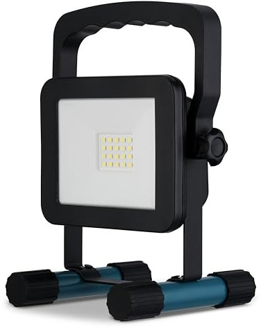 REV LED Arbeitsleuchte - 10W, 1400lm, IP54 (innen & außen) - Arbeitslampe mit Akku (2h Laufzeit), schwarz