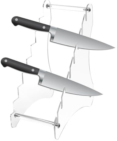 Messerständer, Messerhalter, Messeraufbewahrungsregal | Acryl-Displayständer Desktop-Display-Rack | Mehrstufiges Aufbewahrungsregal, transparente Vitrine für Outdoor- und Butterfly-Messer