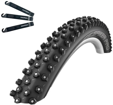 1 x Schwalbe Ice Spiker Pro RaceGuard Winterreifen Fahrradreifen in Schwarz 65-622 (29 x 2,60) inkl. maxxi4you Reifenheber