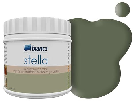 Bianca Stella Peinture de Meuble Premium pour Cuisine & SdB, Vert olive, 500ml, Peinture Meubles de Cuisine à Base d'Eau, Toutes Surfaces, Peinture Bois, Peinture Carrelage, Peinture Métal