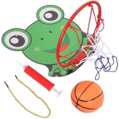 BESPORTBLE 1Satz Wand Basketballständer Für Froschkopf Indoor Basketballkorb Mit Ball Und Luftpumpe Platzsparendes Hängendes Für Zuhause Und Büro Fördert Bewegung Hand Auge Koordination