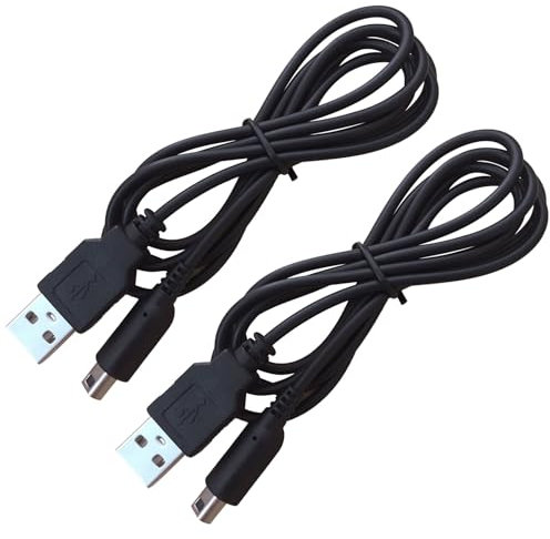 iwiio Cavo di ricarica 3DS, cavo di ricarica USB da 1,2 m, per Nintendo 3DS/DSI/DSI XL/New 2DS/2DS XL/New 3DS, alimentazione USB, nero, confezione da 2