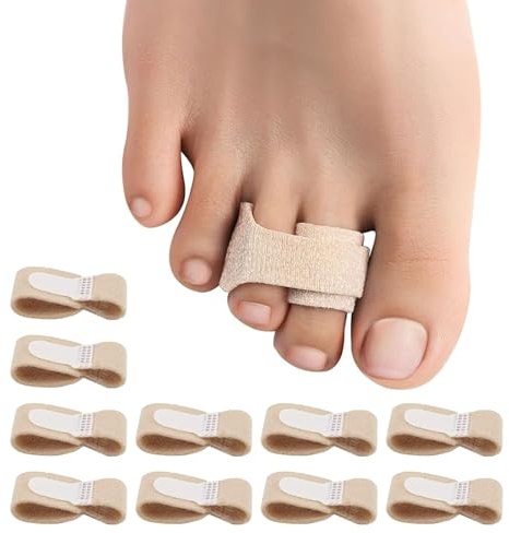 10 Pack Hammerzehenbandage – Weiche Zehenbandage zur Korrektur von Hammerzehen, Einstellbare Zehenschiene für Schmerz und Drucklinderung, Verschiedene Größen für optimalen Sitz (Groß(L))