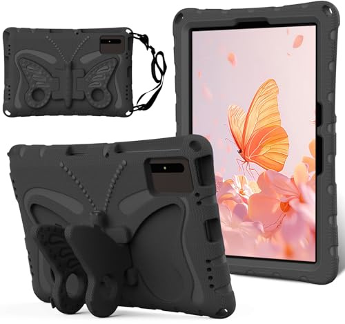 Coque compatible avec Samsung Galaxy Tab S10 FE 11 SM-X520 (2025) légère et résistante aux chocs - Housse en mousse EVA avec bandoulière et support pour tablette S10 FE - Noir
