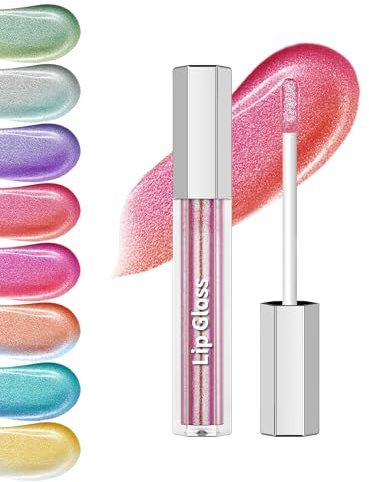 Rossetto liquido, rosa multicrome metallizzato, resistente all'acqua, lucidalabbra High Shine Volume Gloss, olografico Not-Sticky Lipstick Iridescent Makeup per donne Natale-04