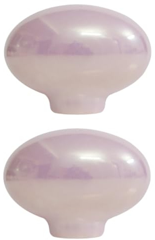 NLQCSXWEP Boutons de porte de cuisine, Boutons de tiroir porte en forme d'œuf pigeon céramique, 2 pièces multicolores(Pearl Powder)