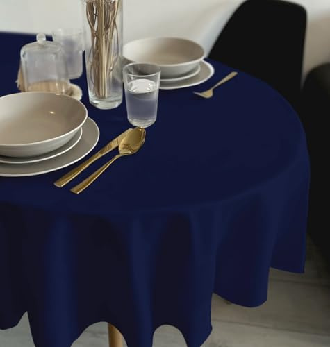 Rollmayer Tischdecke Kollektion Vivid Dunkel Blau 16 Oval 140x180cm | Tischtuch, Tischwäsche, einfarbig, pflegeleicht zur Auswahl, Produkt für den täglichen Gebrauch