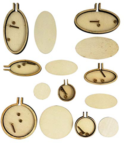 YXJD 7 Set Mini Stickrahmen Oval/Rund Stickringe Holzstickrahmen Zubehör Kreuzstich Hoop für DIY Deko Schmuckherstellung