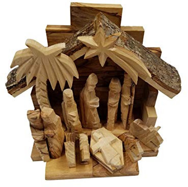 Bethlehem Gifts TM Olivenholz Weihnachten aus Jerusalem (15,2 cm Krippe)