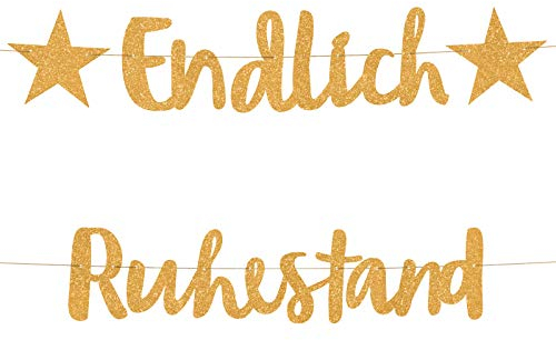 Compagno ENDLICH Ruhestand Girlande in Gold für Renter Party Rente Abschiedsfeier Pension Senior Privatmann Arbeit ade