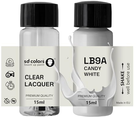 SD COLORS Candy White LB9A B9A B4 Ausbesserungsfarbe, 15 ML, Reparaturpinsel, Farbcode LB9A B9A B4, Candy White (Farbe + Lack)